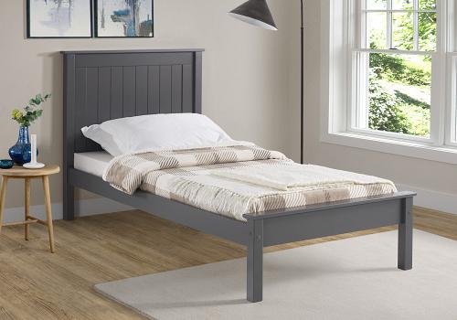 5ft King Size Torre Dark grey painted wood bed frame, low foot end 1